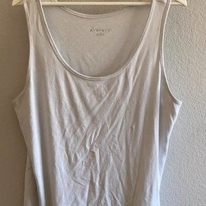 3X Ava & Viv Plain Deep Round Neck White Tank